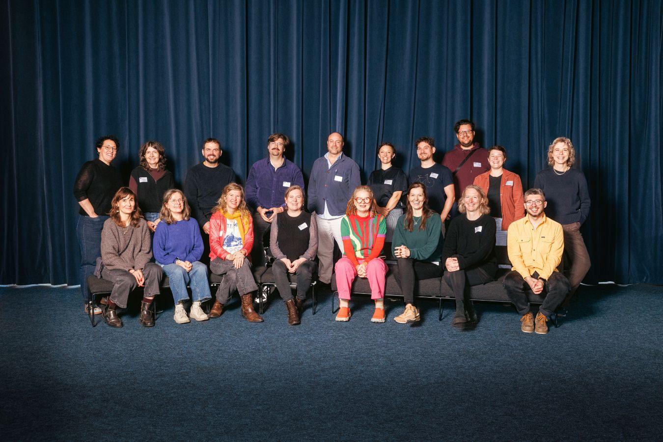 A group portrait of the participants in the autumn workshop "Forum Ecological Sustainability in Theatre" 2025 together with the organisers.