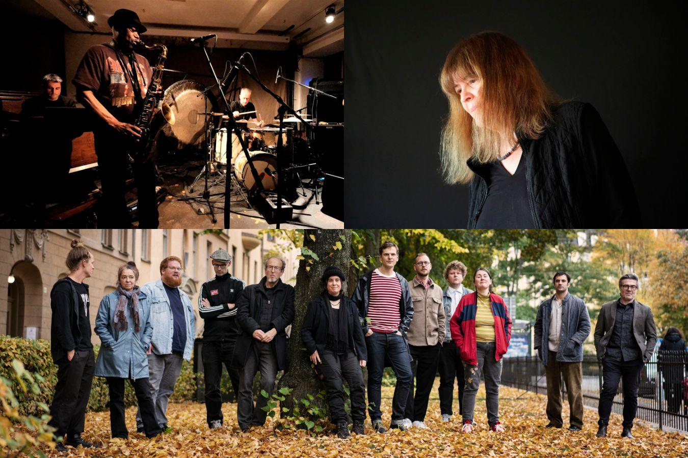 Portrait collage of Decoy with Joe McPhee, Marilyn Crispell and the Vilhelm Bromander Unfolding Orchestra