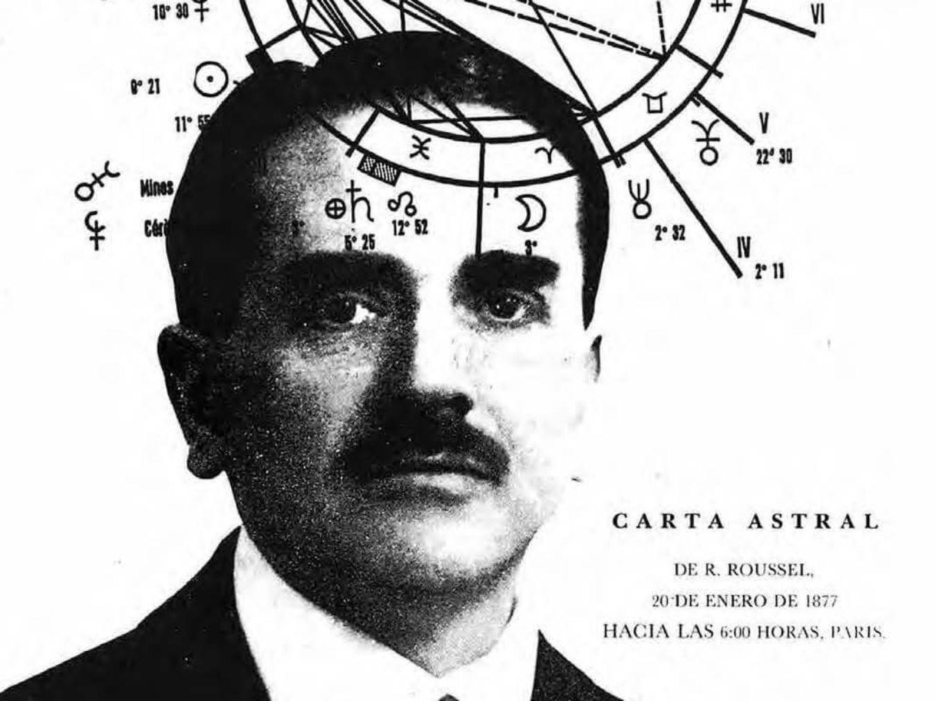 Collage, Raymond Roussel und seine Himmelskarte; Bildherkunft unbekannt