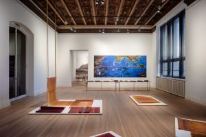 Indigo Waves and Other Stories: Re-Navigating the Afrasian Sea and Notions of Diaspora, Rossella Biscotti, Jack Beng-Thi, Sim Chi Yin, Installation view, Gropius Bau (2023)